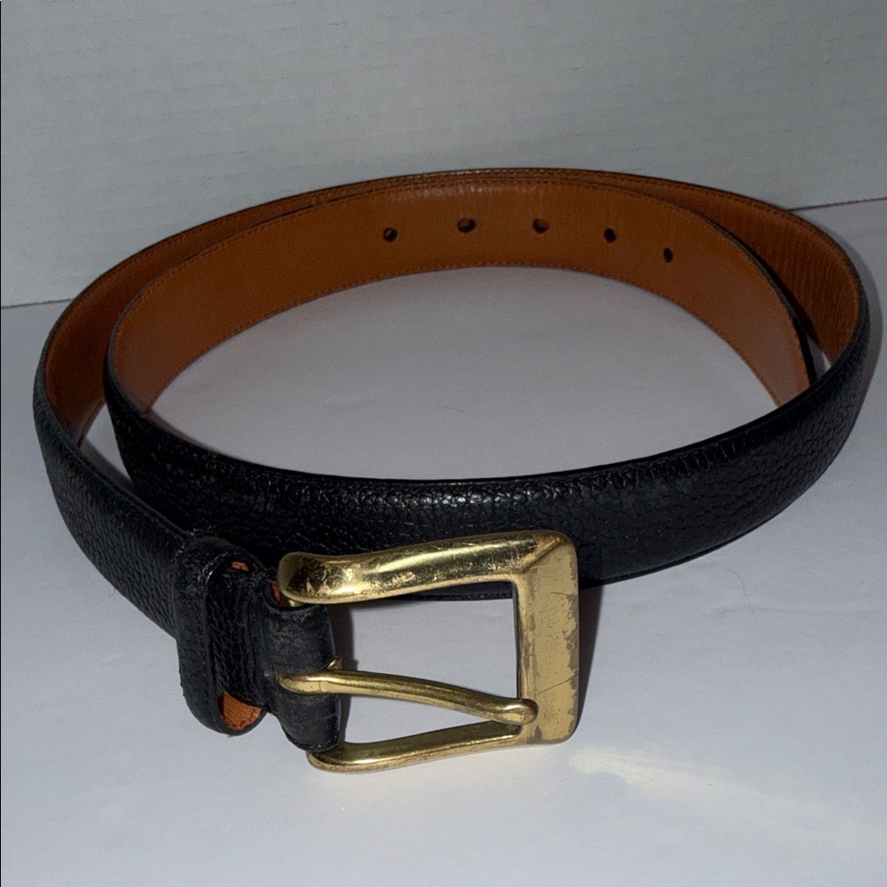 Polo by Ralph Lauren Black and Tan Belt with Solid Brass Buckle